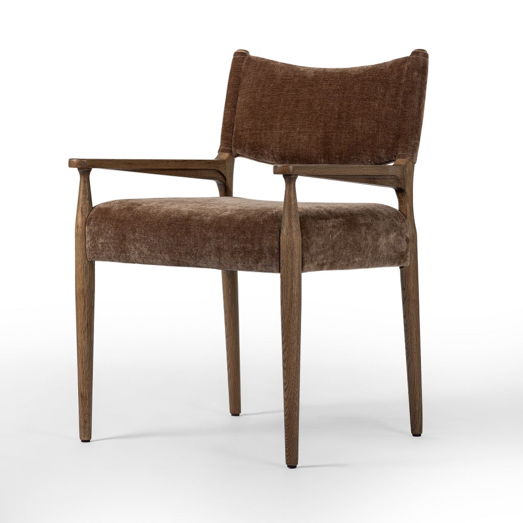 Jayla Dining Armchair Altair Mushroom Angled View Four Hands