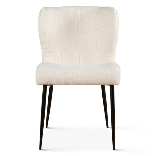 Home Trends & Design Jennifer Dining Chair White Boucle Front Facing View