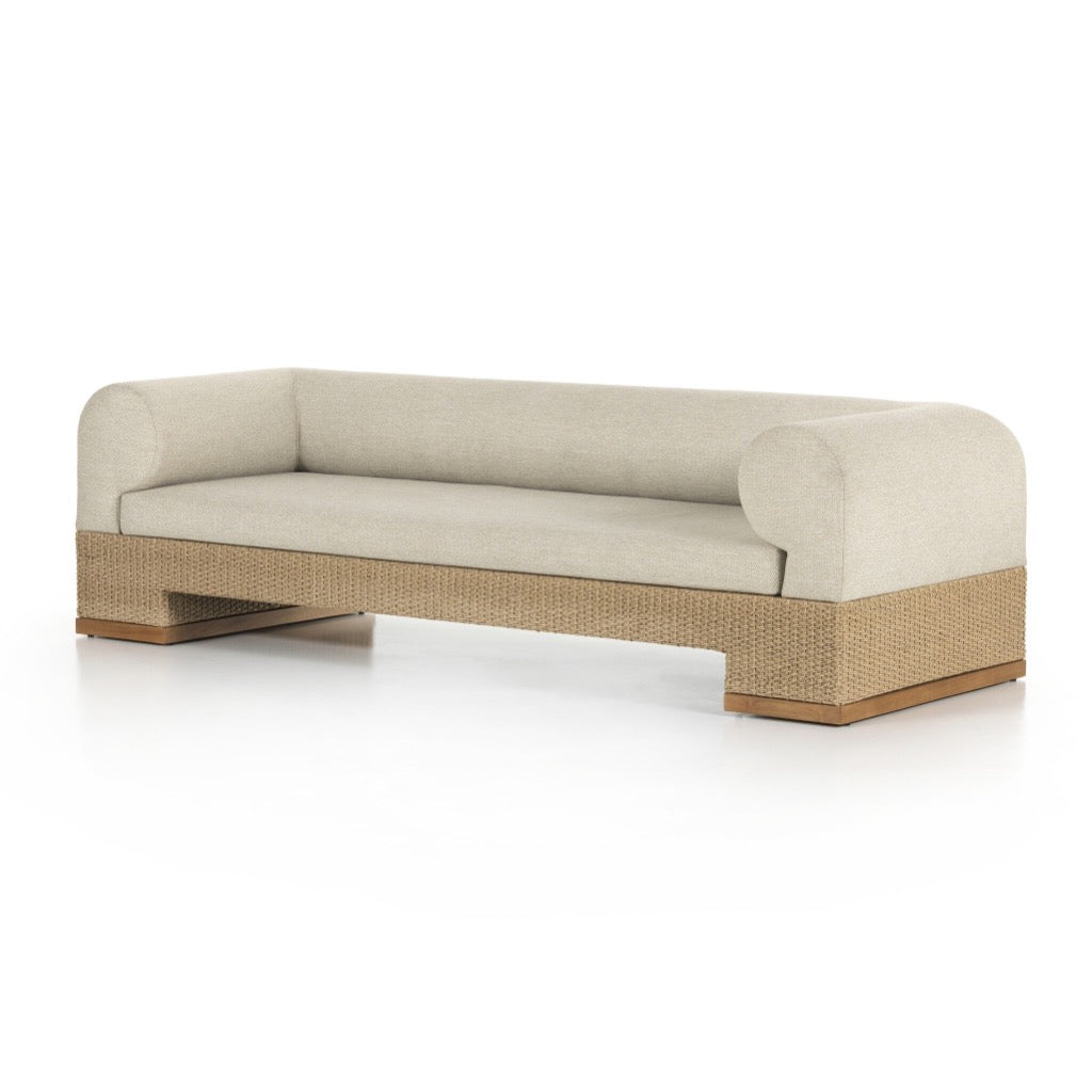 Joss Outdoor Sofa Faye Sand Angled View Four Hands