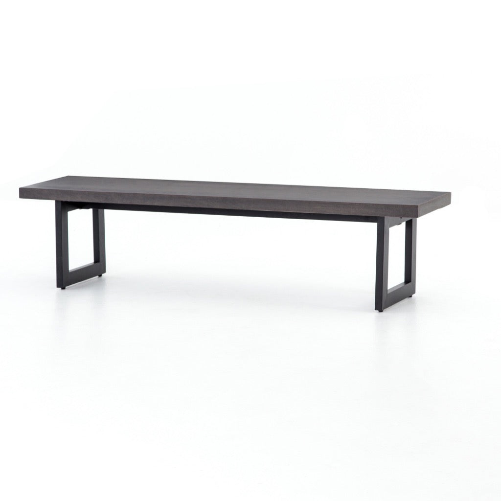 Judith Outdoor Dining Bench Black Angled View VCNS-F054