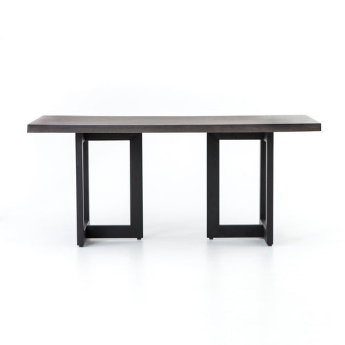 Judith Outdoor Dining Table Black Lavastone Front Facing View Four Hands