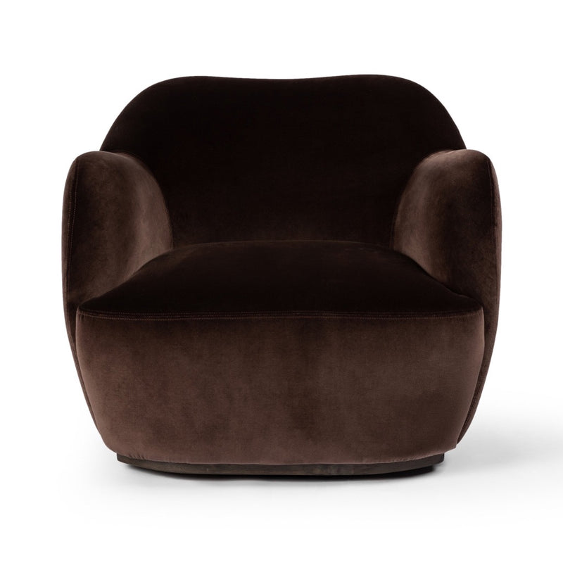 Four Hands Julius Swivel Chair Surrey Cocoa Front Facing View