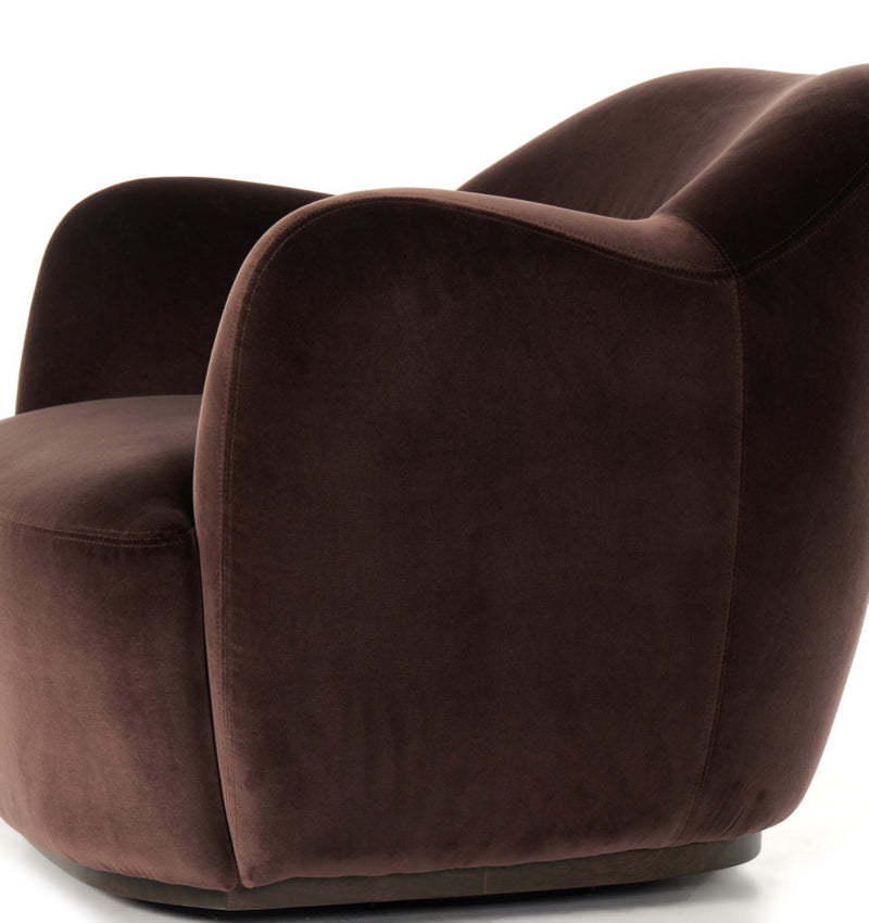 Four Hands Julius Swivel Chair Surrey Cocoa Armrest