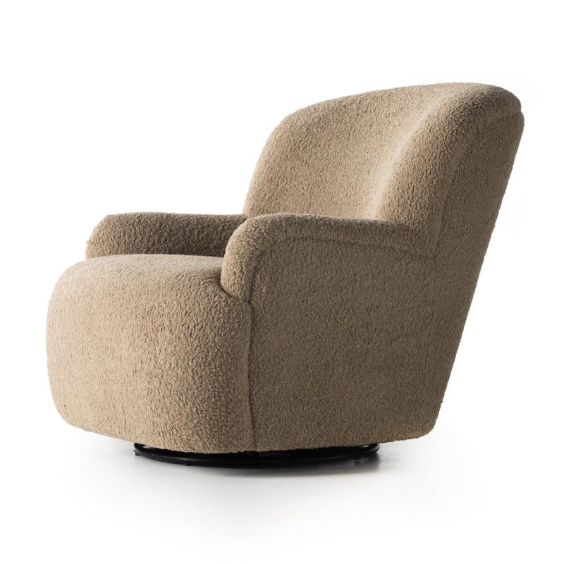 Kadon Swivel Chair Sheepskin Camel Angled View 231717-001