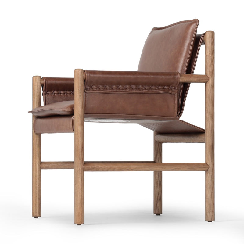 Kellis Dining Chair Havana Brown Angled View 245633-001