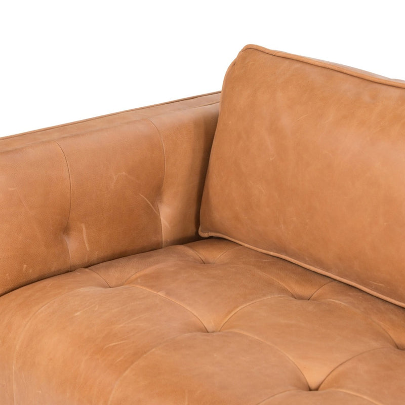 Four Hands Kiera Sofa Palermo Cognac Top Grain Leather Tufted Seating