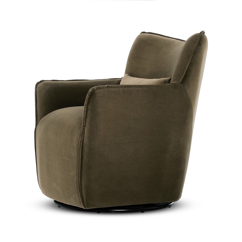 Kimble Swivel Chair Henry Coffee Angled View 106086-033