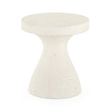 Koda Outdoor End Table Textured White Angled View Four Hands