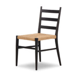 Ladder Back Outdoor Dining Chair Aged Ebony Teak Angled View 235197-009