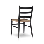 Four Hands Ladder Back Outdoor Dining Chair Aged Ebony Teak Angled Back View