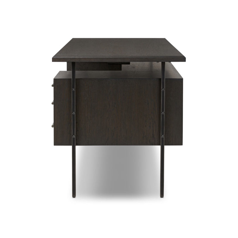 Lauren Desk Charcoal Oak Resawn Veneer Side View Four Hands