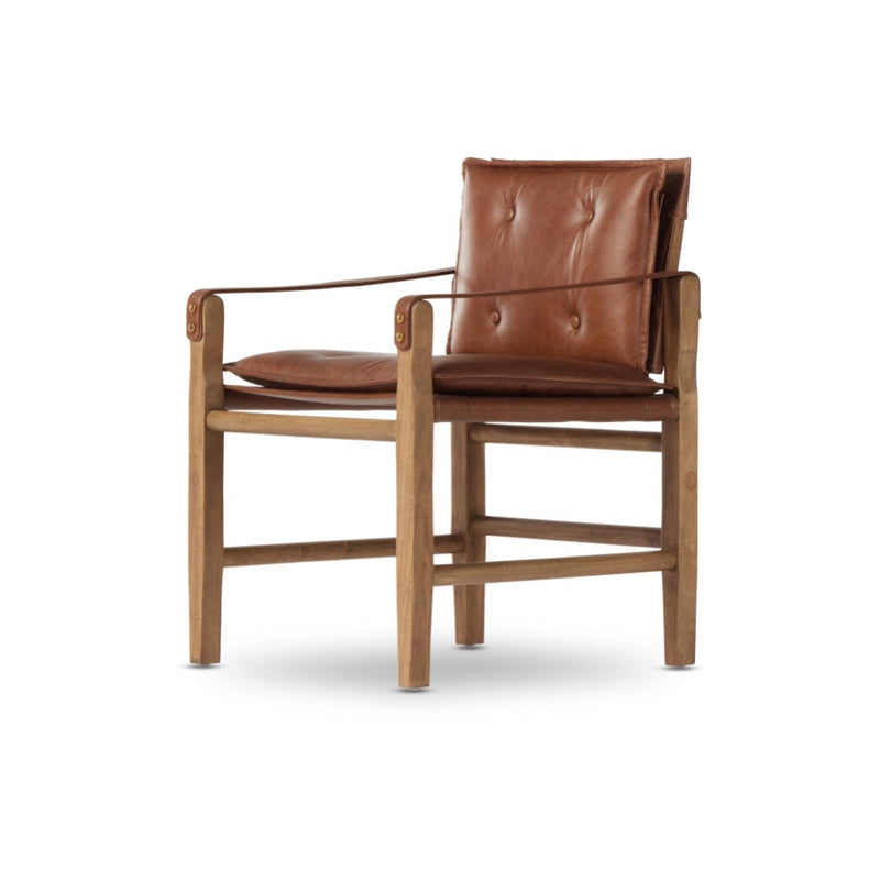 Lenz Dining Armchair Sonoma Chestnut Angled View Four Hands