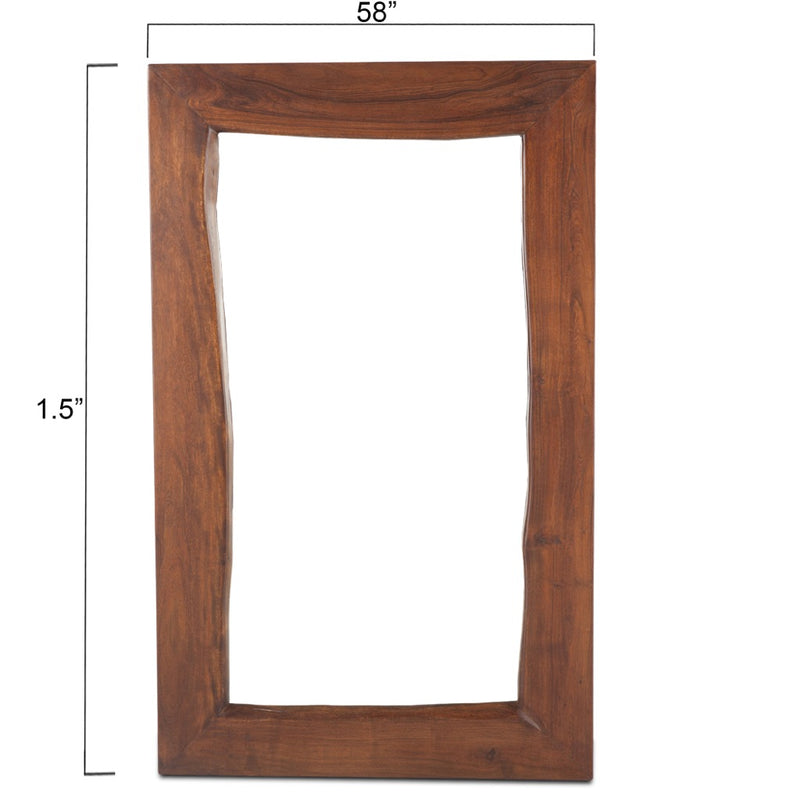 London Loft Mirror Walnut Front Facing View with Dimensions FLL-MR58WN