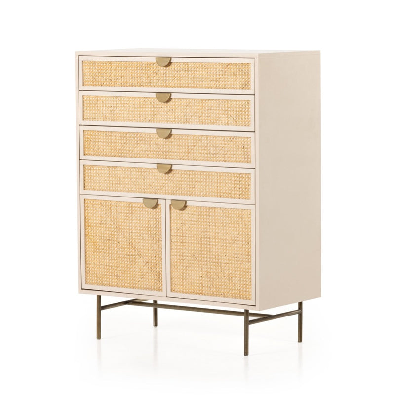 Luella Tall Dresser Light Natural Cane Angled View Four Hands