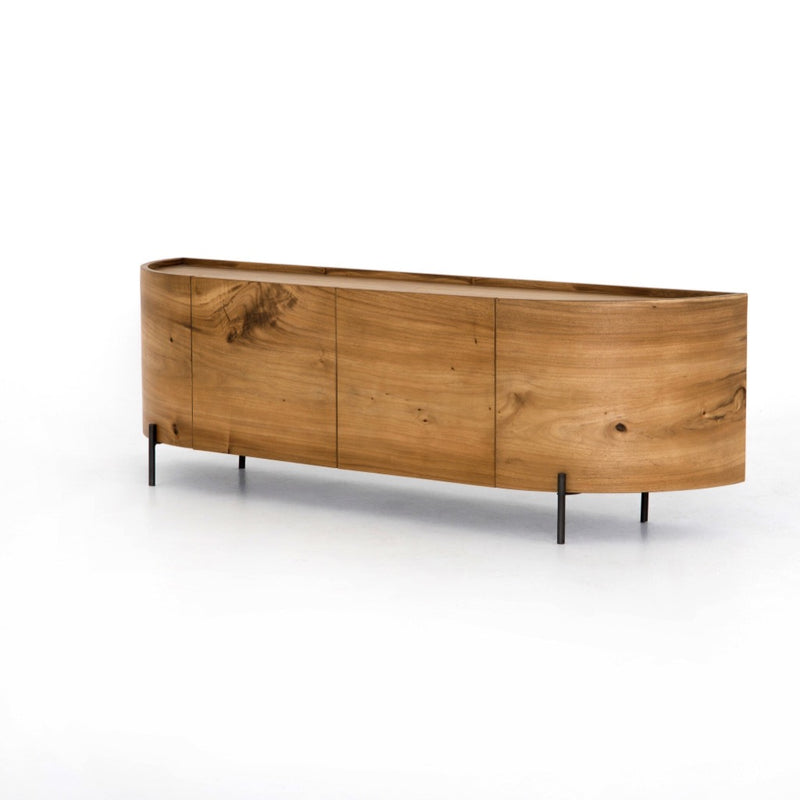 Lunas Media Console Gold Guanacaste Angled View Four Hands