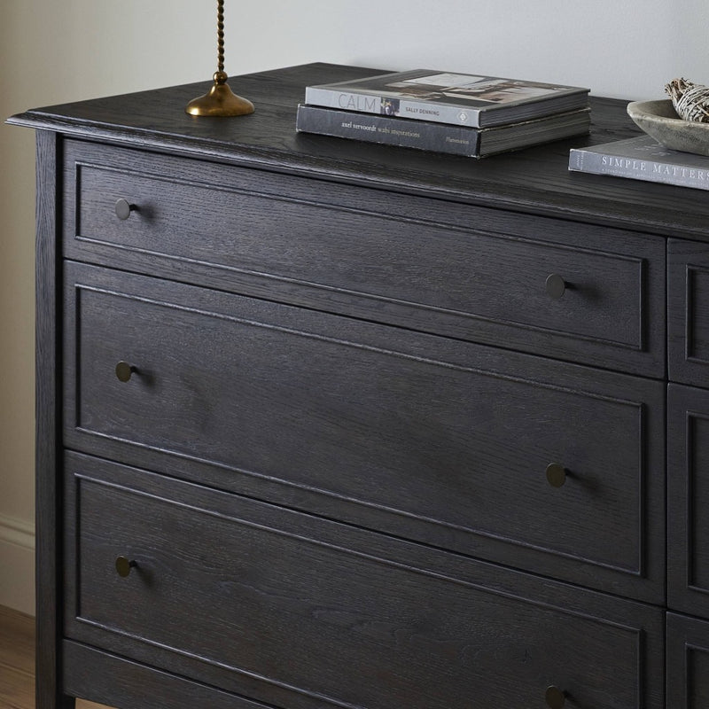 Four Hands Maggie 6 Drawer Dresser Smoked Black Oak Veneer Staged View