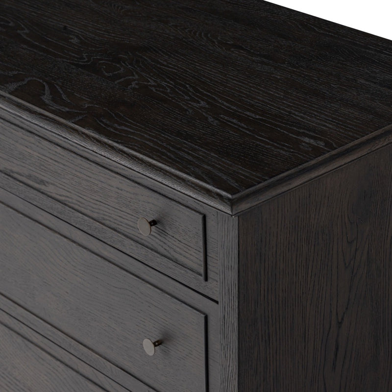 Maggie 6 Drawer Dresser Smoked Black Oak Veneer Corner Detail 246648-002