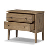 Maggie Nightstand Aged Smoked Oak Resawn Angled View Open Drawer Four Hands