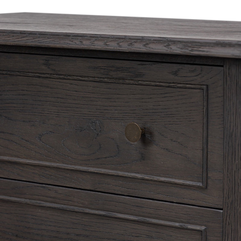 Four Hands Maggie Nightstand Smoked Black Oak Veneer Handles