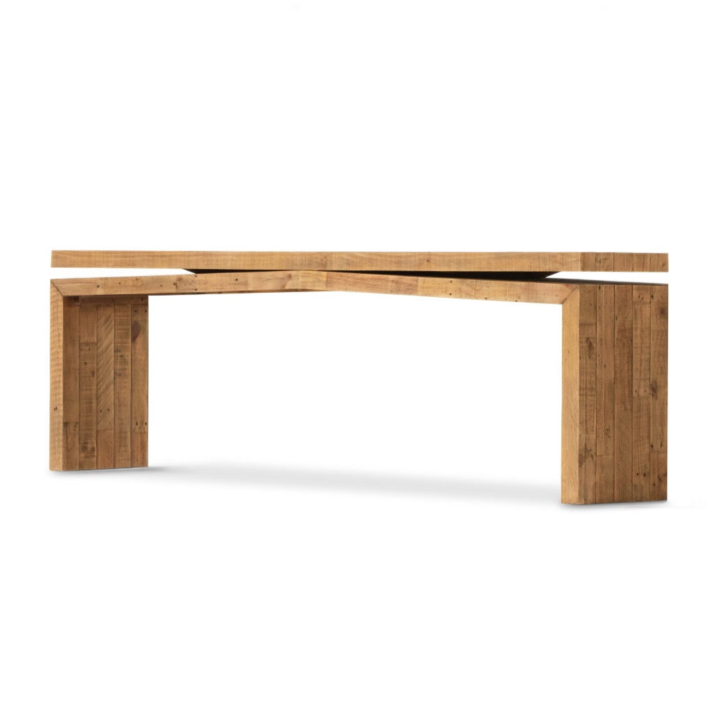 Matthes Large Console Table Sierra Rustic Natural Angled View Four Hands