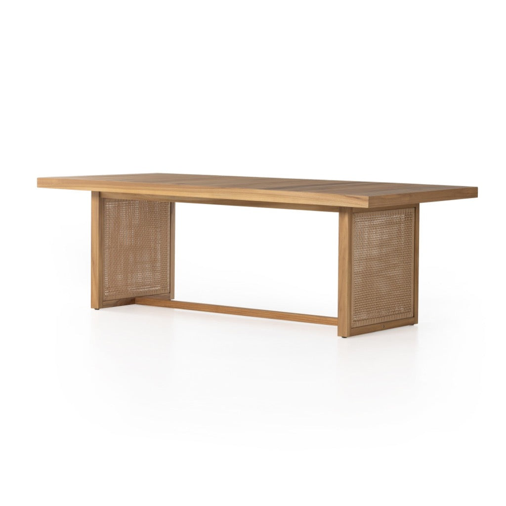 Merit Outdoor Dining Table Natural Teak-FSC Angled View 229408-001