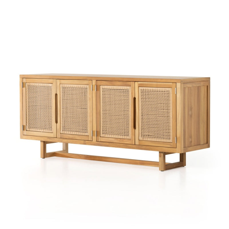 Merit Outdoor Sideboard Natural Teak-FSC Angled View 229414-001