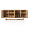 Merit Outdoor Sideboard Natural Teak-FSC Front Facing View Open Doors 229414-001