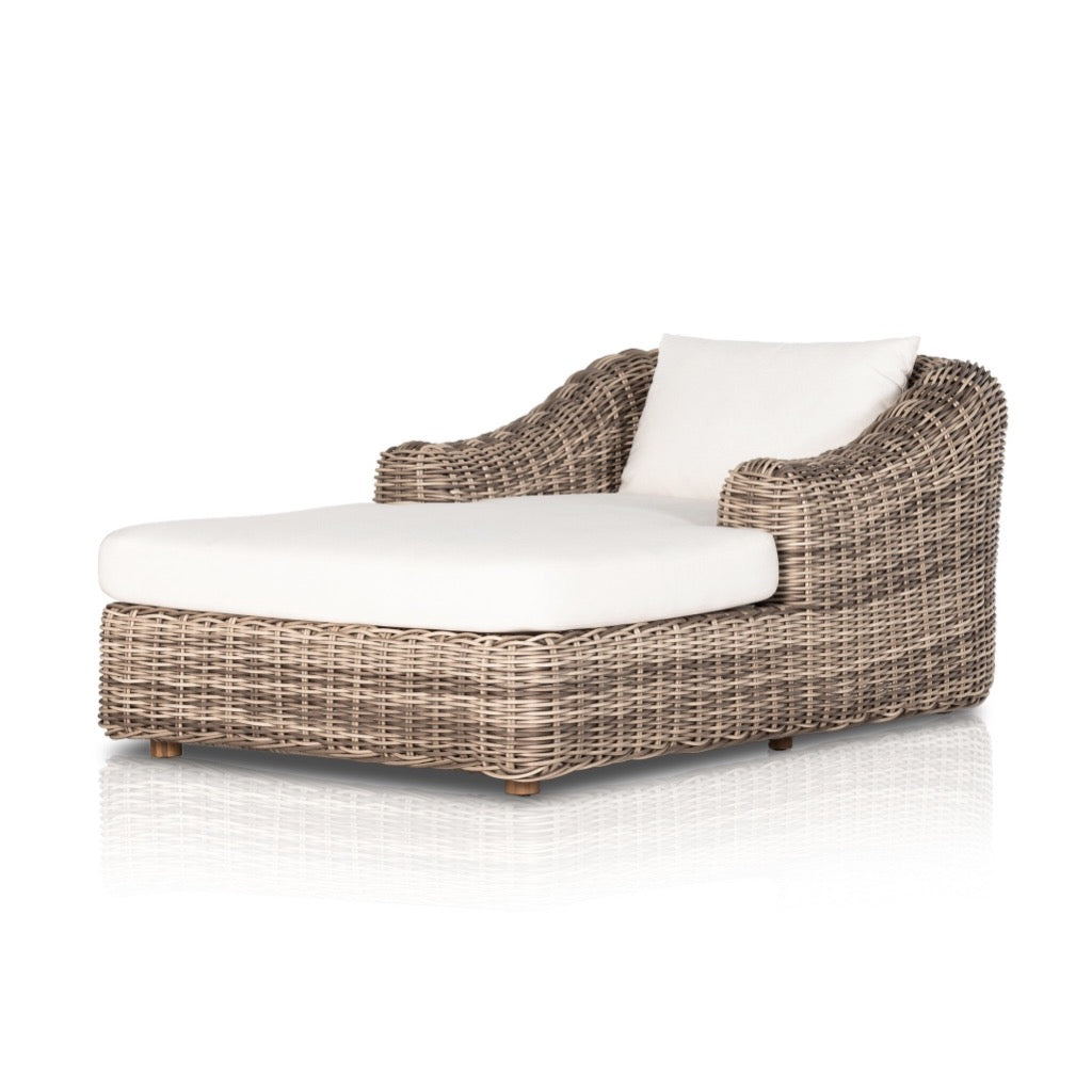 Messina Outdoor Chaise Lounge Chunky Sand Woven Angled View 233662-002
