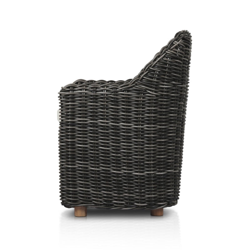 Messina Outdoor Dining Armchair Chunky Charcoal Woven Side View 233671-003