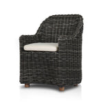 Messina Outdoor Dining Armchair Chunky Charcoal Woven Angled View Four Hands