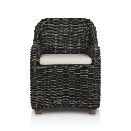 Messina Outdoor Dining Armchair Chunky Charcoal Woven Front Facing View 233671-003