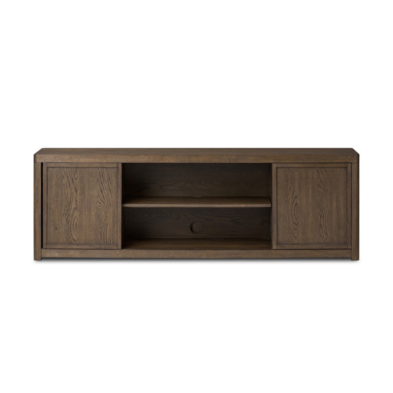 Miko Media Console Fawn Oak Veneer Front View Four Hands