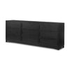 Millie 9 Drawer Dresser Drifted Matte Black Veneer Angled View 233091-001