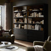 Four Hands Millie Bookcase Drifted Matte Black Staged View