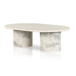 Oranda Coffee Table Polished White Marble Angled View 233876-001