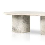 Oranda Coffee Table Polished White Marble Angled Base Four Hands