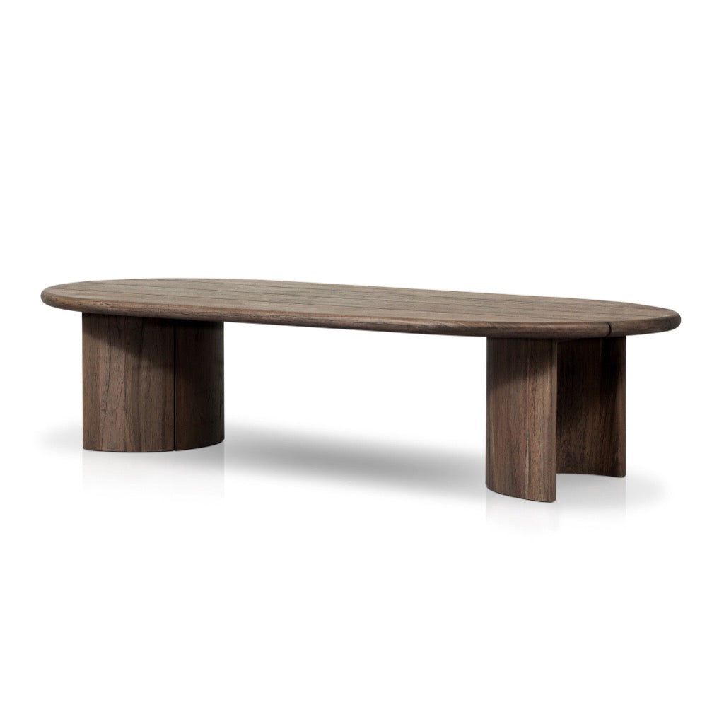 Paden Outdoor Coffee Table Stained Toasted Brown Angled View Four Hands
