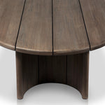 Four Hands Paden Outdoor Coffee Table Stained Toasted Brown Rounded Tabletop Detail