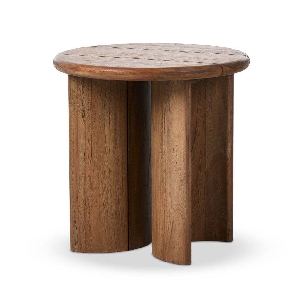 Paden Outdoor End Table Stained Toasted Brown-FSC Angled View Four Hands