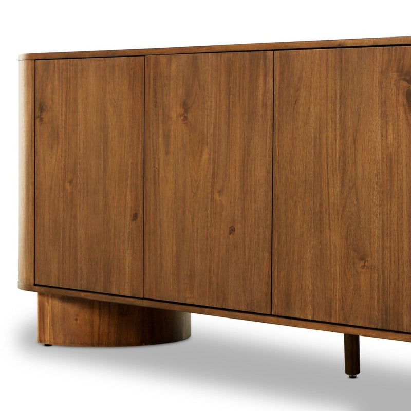 Paden Sideboard Seasoned Brown Acacia Angled Base View 235536-001