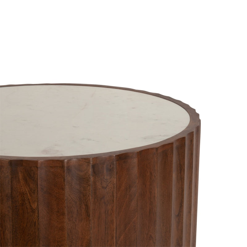 Palermo Round Coffee Table White Marble Rounded Edge FPM-RCT35WMRB