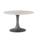 Palm Springs Round Dining Table White Marble & Silver Base front Facing View FPA-RD48WMZN