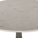 Home Trends & Design Palm Springs Round Dining Table White Marble & Silver Base Marble Tabletop