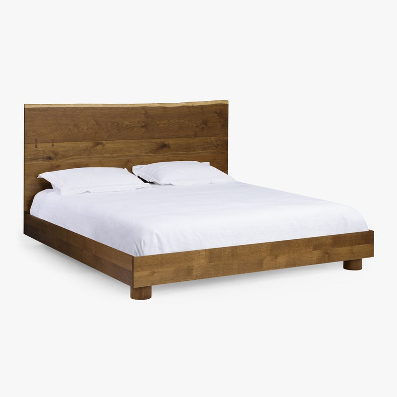 Paolo Live Edge Oak Bed Dark Brown Angled View CH-1001889-VN11-FN-BD-BD-DB-KG