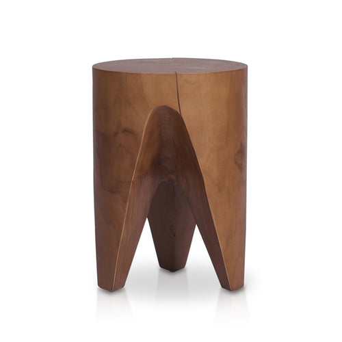 Petros Outdoor End Table Natural Teak Angled View 224744-001
