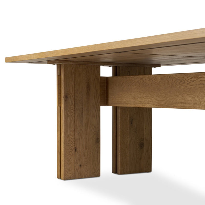 Railay Dining Table Dusted Oak Veneer Angled Base View Four Hands