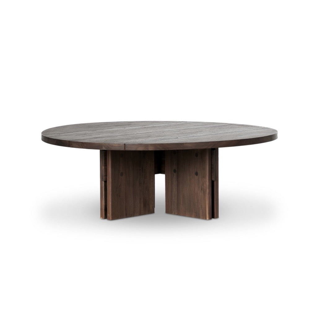 Railay Outdoor Coffee Table Stained Toasted Brown Angled View 241029-001