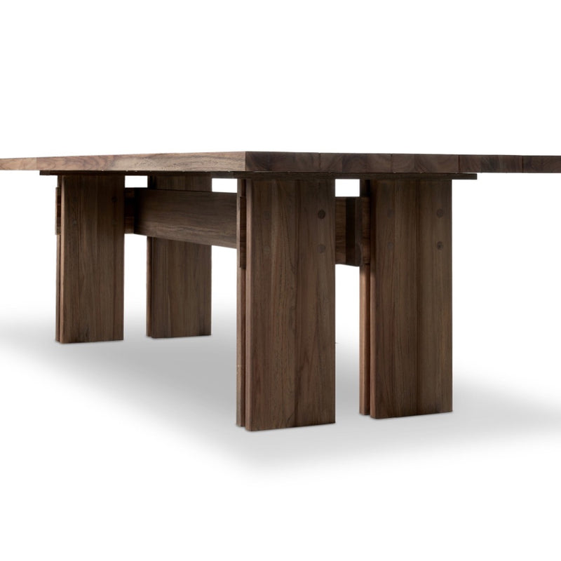 Four Hands Railay Outdoor Dining Table Stained Toasted Brown-FSC Angled View