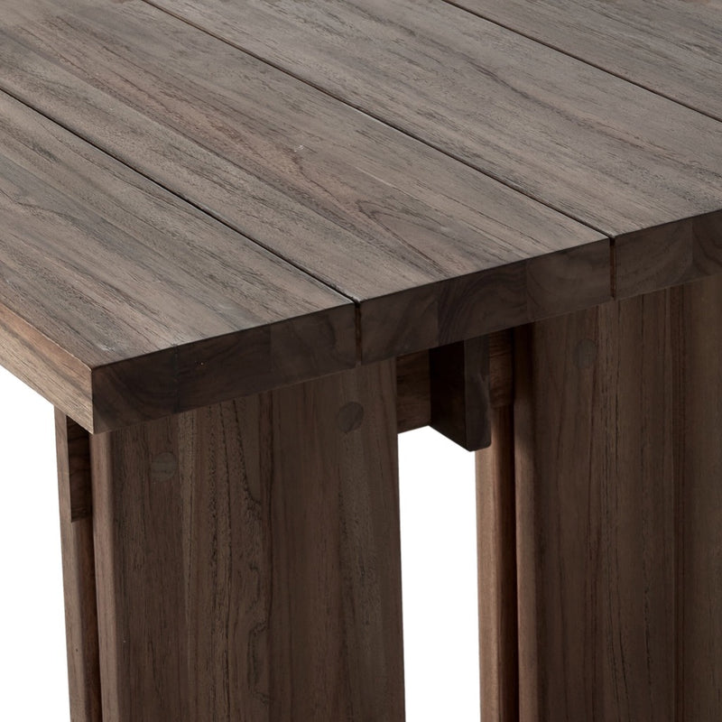 Railay Outdoor Dining Table Stained Toasted Brown-FSC Teak Tabletop Detail Four Hands