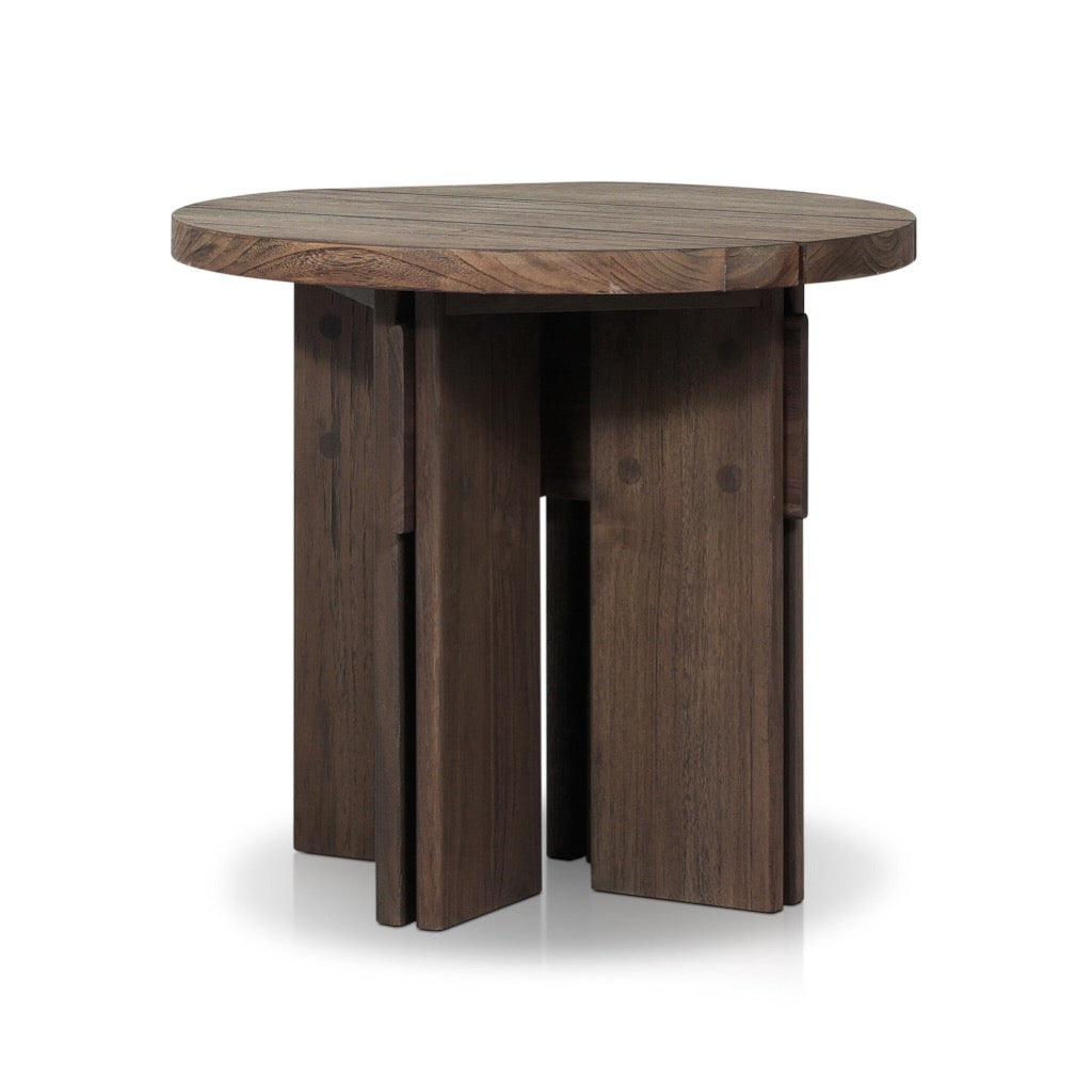 Railay Outdoor End Table Stained Toasted Brown-FSC Angled View 241078-001